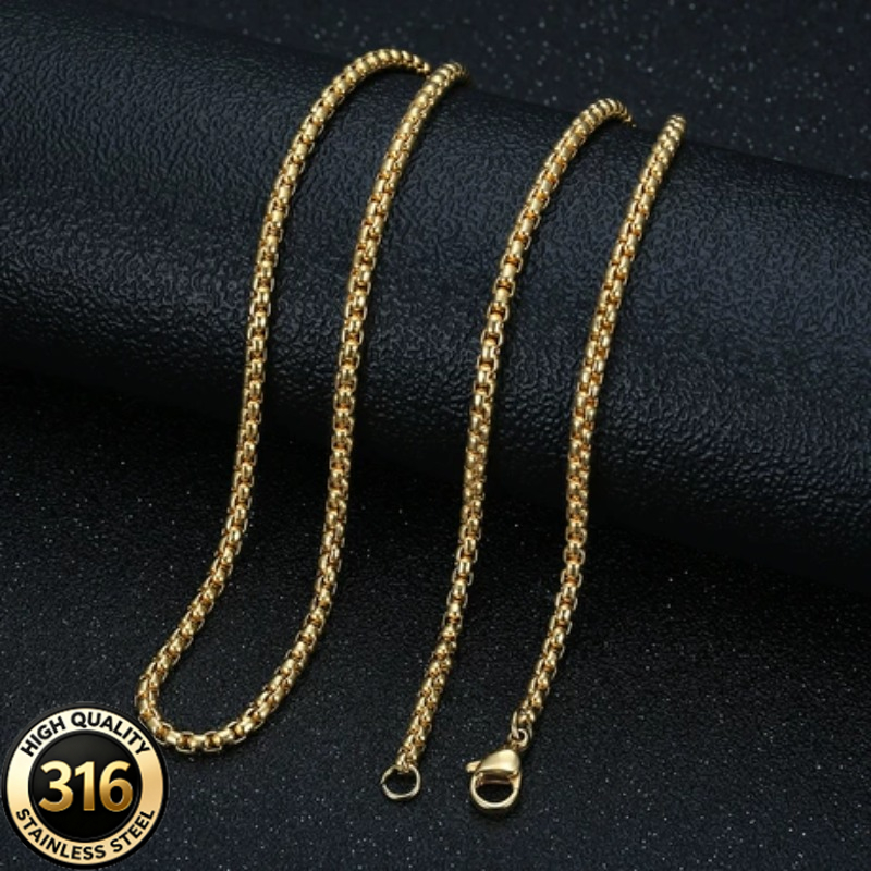 Unisex Stainless Steel Square Chain Necklace, Durable and Stylish